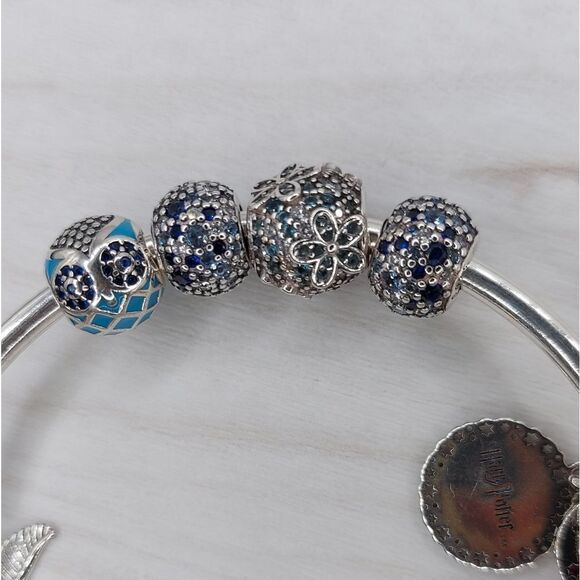 925 Sterling Silver Blue Garden Charm - Picture 9 of 11